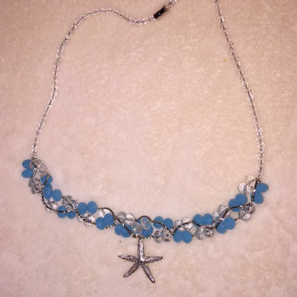 Blue starfish necklace