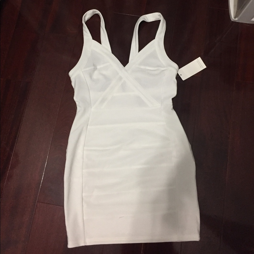 White BodyCon Caged Back Cut-Out Dress