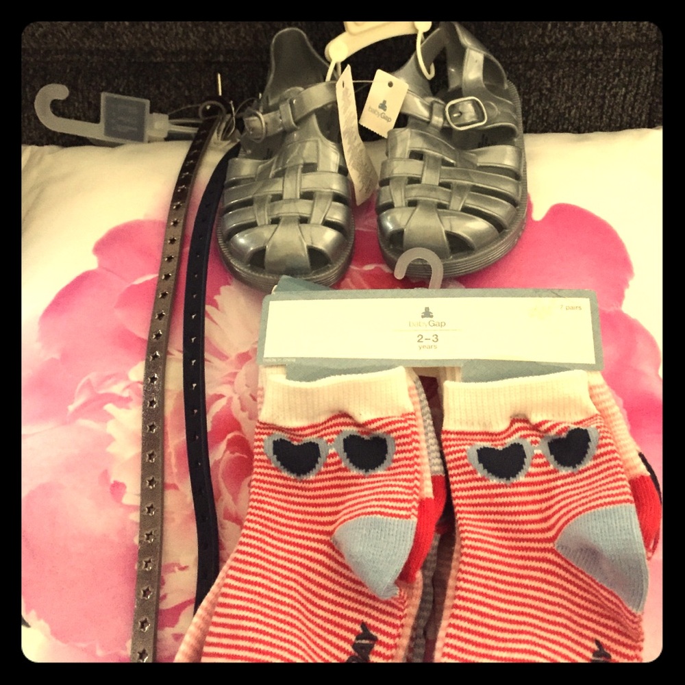 NWT Sandals + 2 belts + sock set