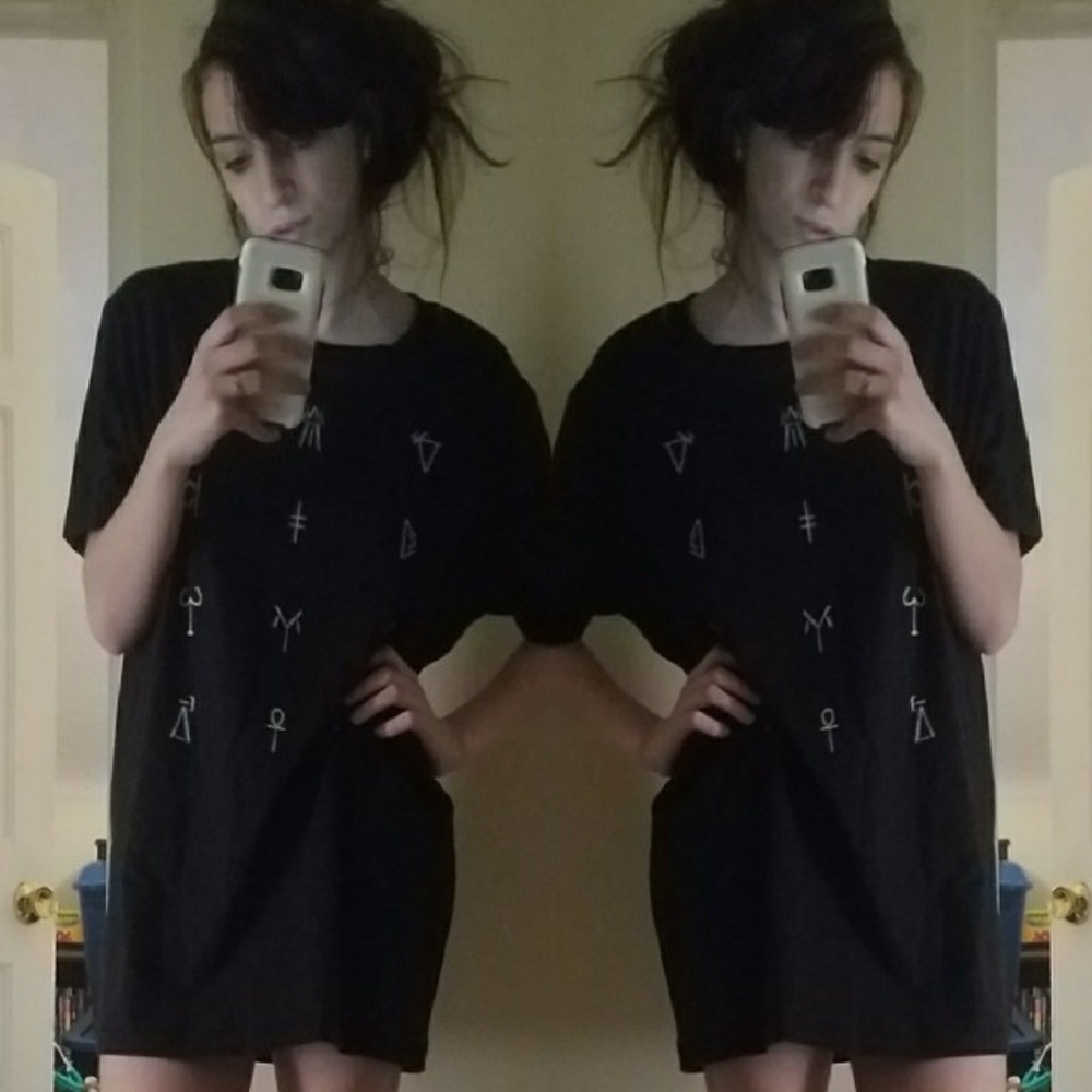 Black Baggy Symbols T-Shirt Dress