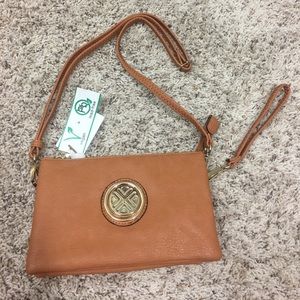 Cognac Faux Leather Crossbody bag