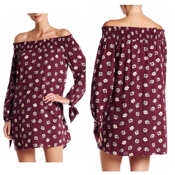 Blu Pepper Dresses & Skirts - Wine Floral Strapless Dress