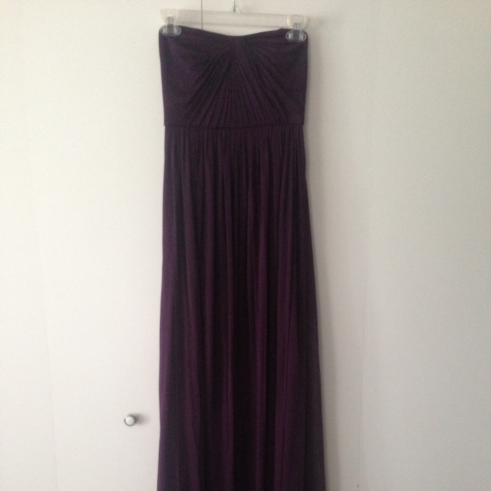 Eggplant bridesmaid dress from David's Bridal.