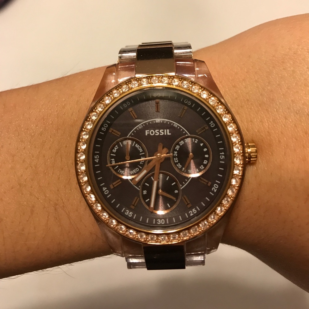 Fossil Watch brown/rose gold/clear