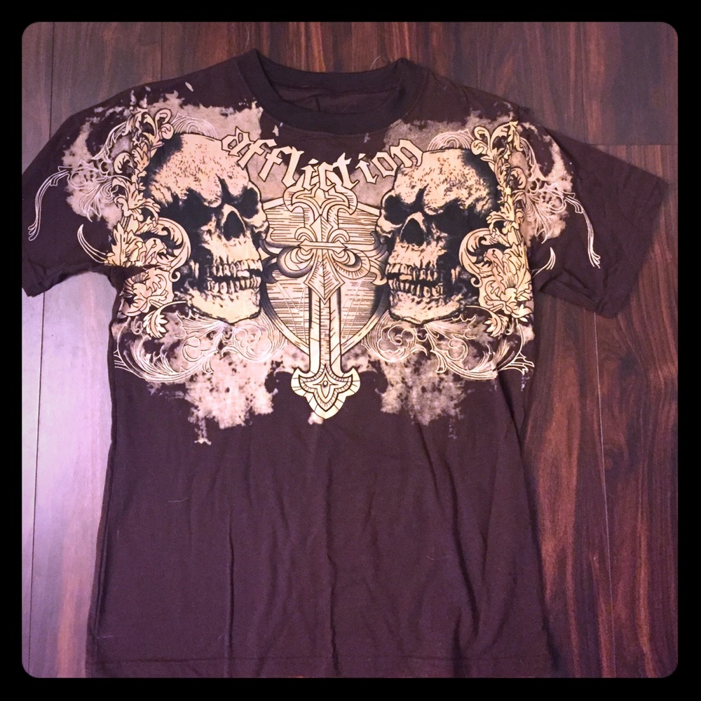Mens Brown Affliction T-shirt