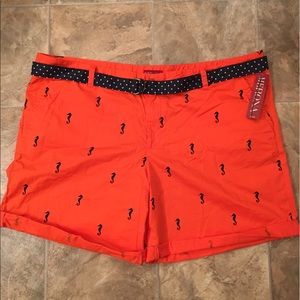 New Merona shorts with sea horses and belt