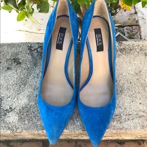 Saks Fifth Avenue Black Label Blue Suede Pumps