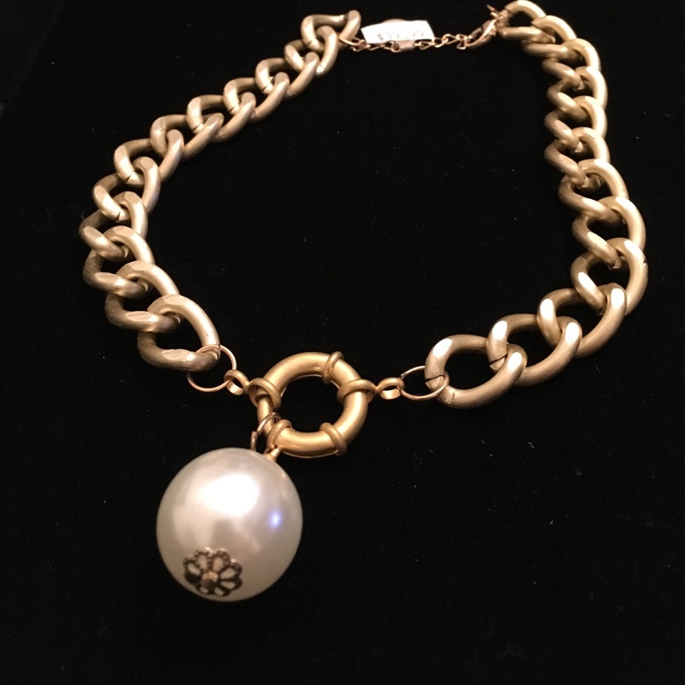 New gold tone chain choker necklace