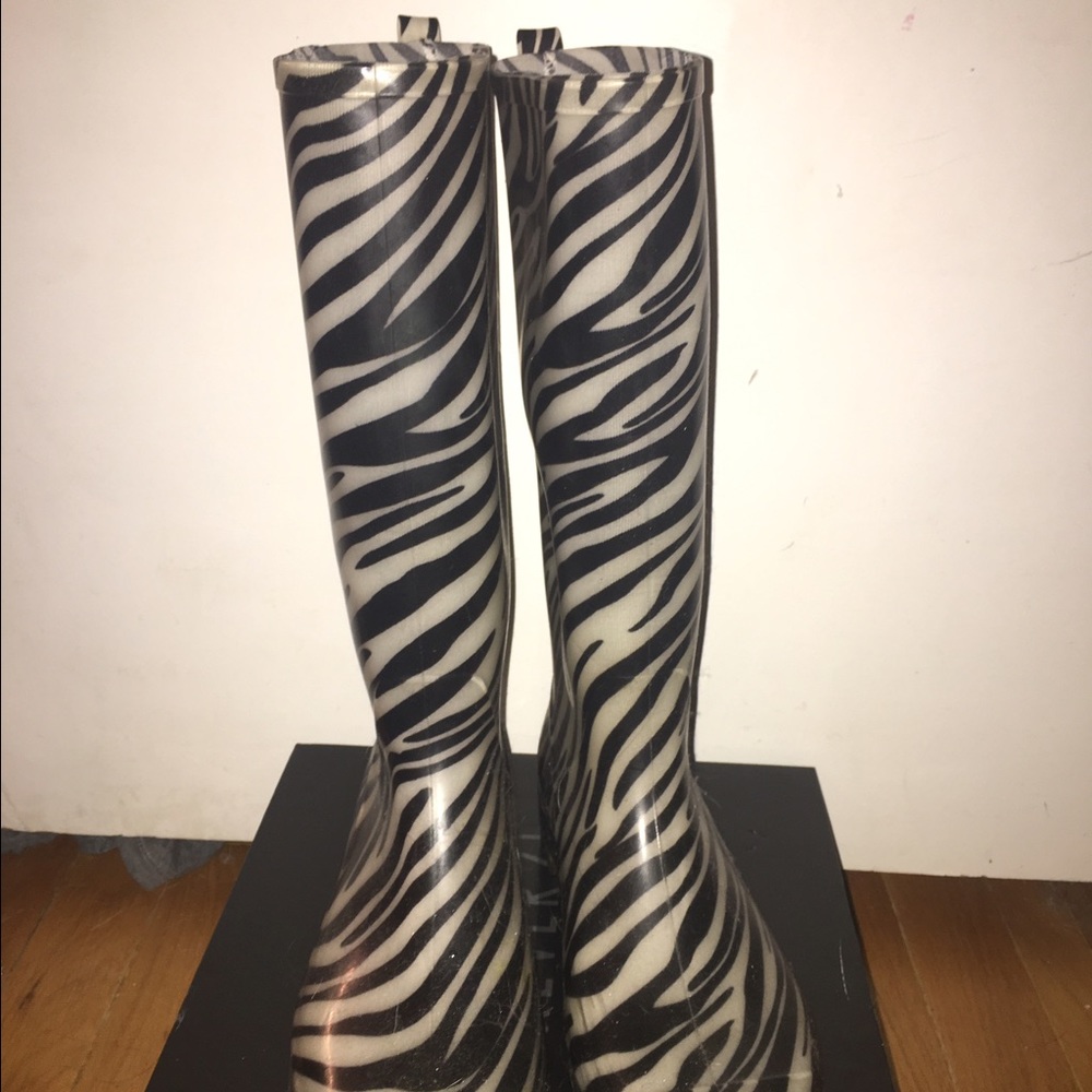 Zebra Print Rain Boots