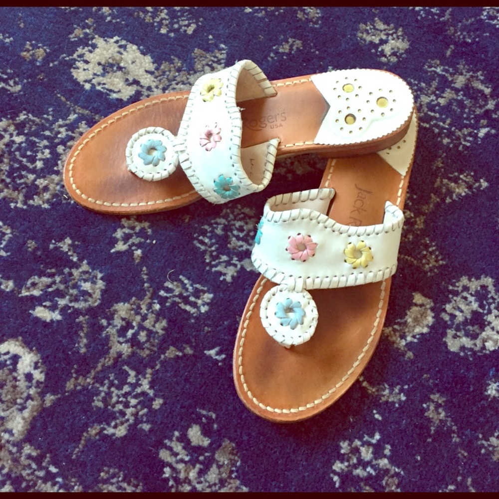 Jack Rogers Leather Whipstitched Sandals