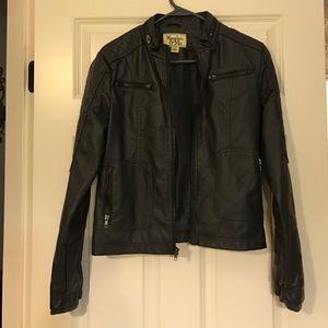 Maralyn & Me size medium gray leather jacket Moto