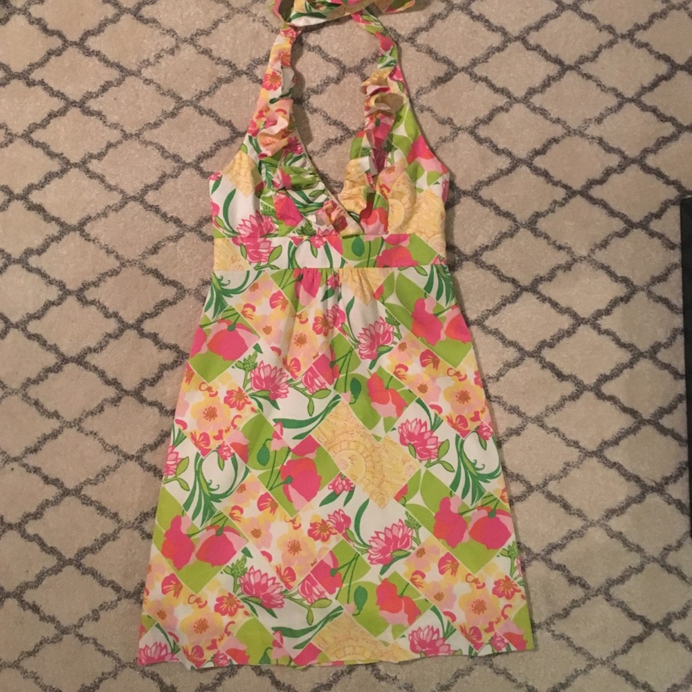 LP halter ruffle neckline summer dress