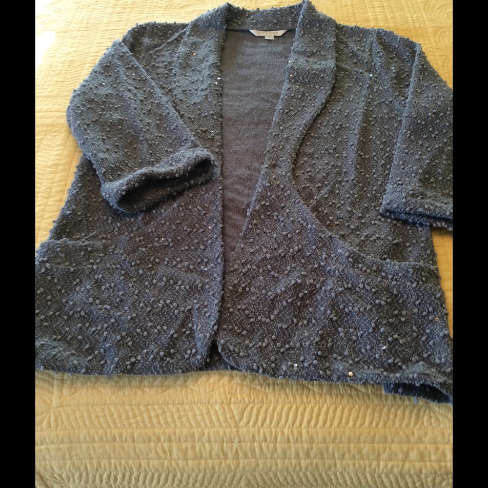 Very nice glittery gray sweater/jacket. NWT.