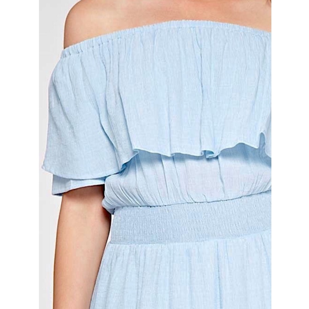 SWING DRESS Off the Shoulder Smocked Bohemian Mini - Picture 2 of 6