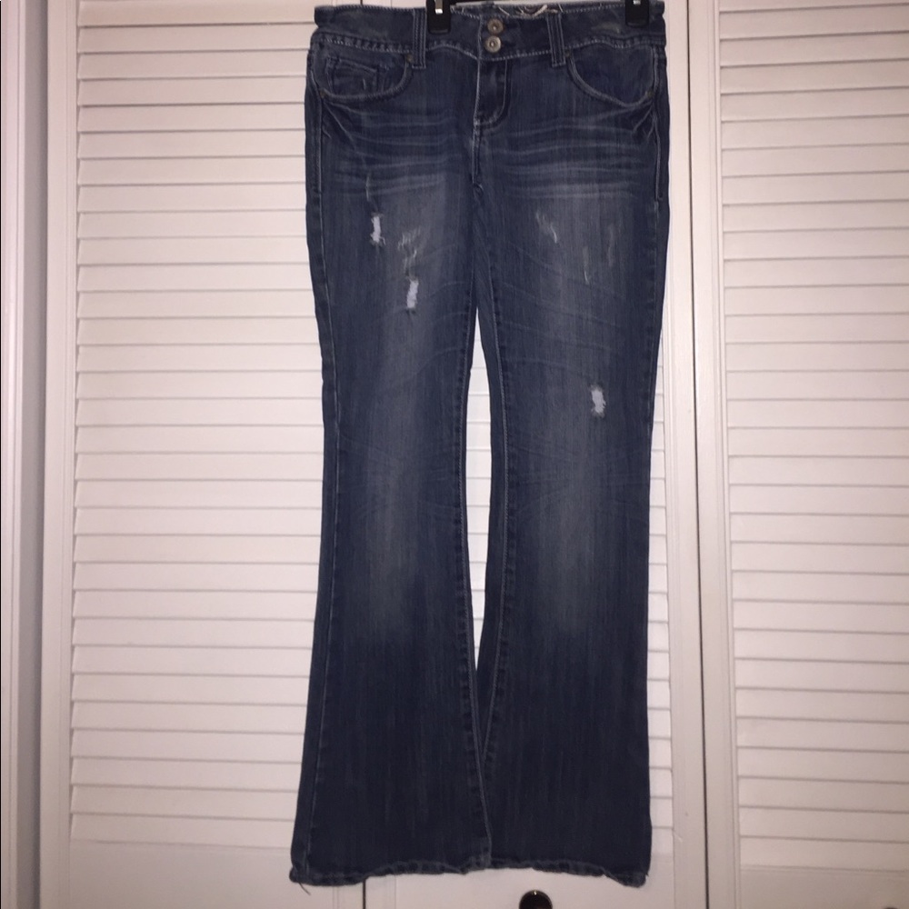 Refugee boot cut slim jeans