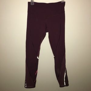 Lululemon maroon mesh 7/8 tights