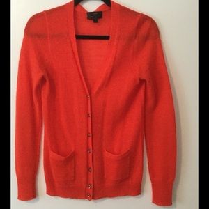 Orange Bright Alpaca Spun Wool J. Crew Cardigan