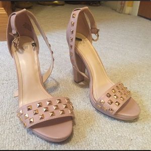 H&M Pink Strappy Sandal Heels w/ Gem Detail
