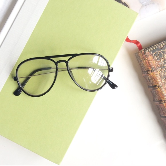 Clear glasses aviator frame black - Picture 1 of 2