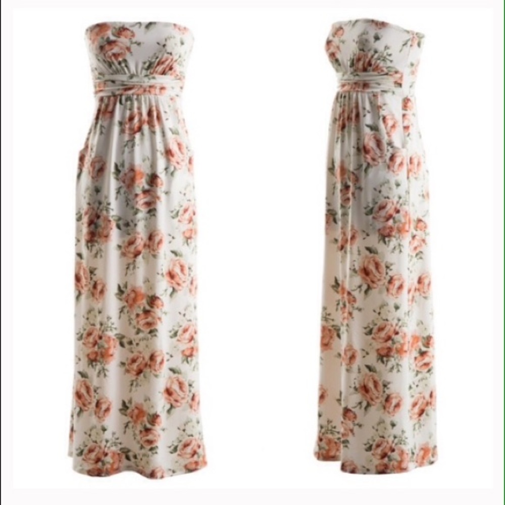 Soft, strapless floral maxi dress - Picture 1 of 8