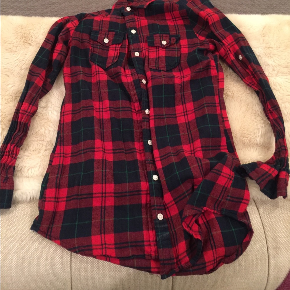 Plaid button down tunic