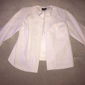 White Textured Cropped Jacket