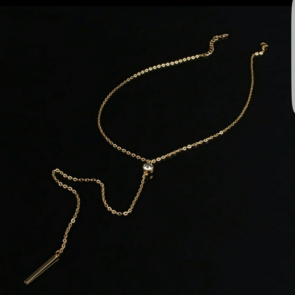 Crystal hang bar Pendant Necklace 19.5” - Picture 2 of 8