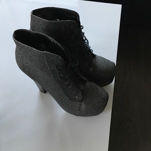 Black sparkly boot heels worn once
