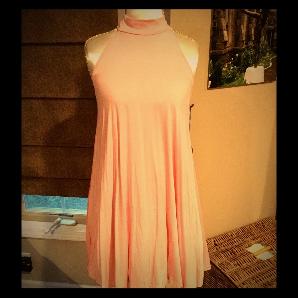 Mock neck A-line dress