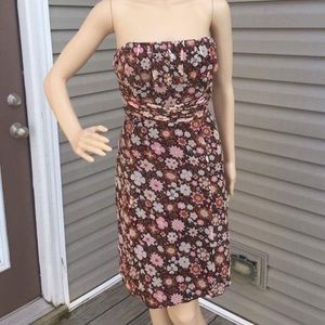 SHOSHANNA Brown Floral Strapless Dress Size: 8 NWT