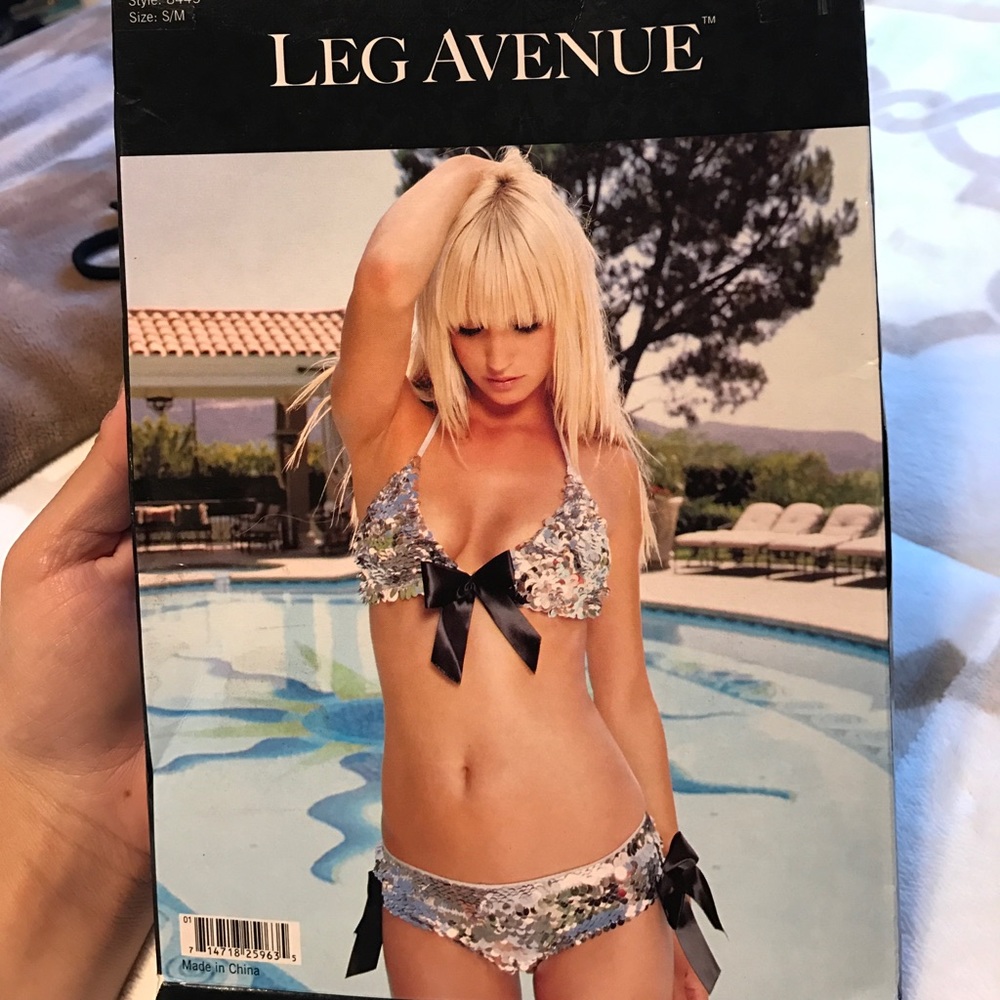 Leg Avenue Silver sequence swimsuit.