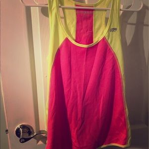 Marika medium tank worn Once pink yellow workout