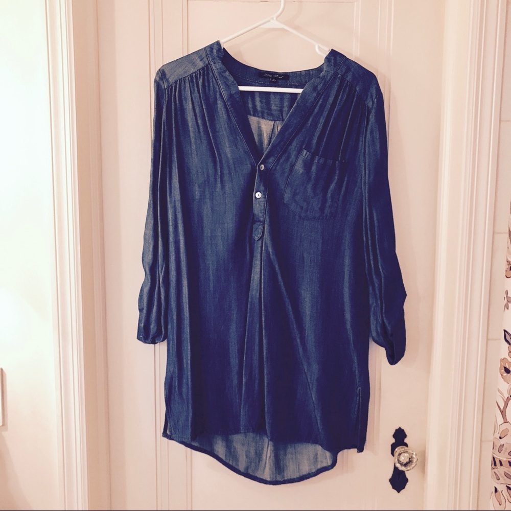 Honey Punch chambray denim tunic shirt