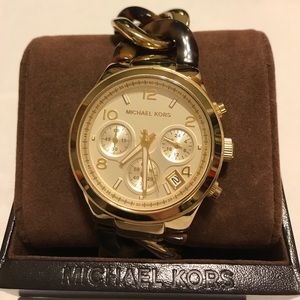 Michael Kors gold/tortoise chain link watch