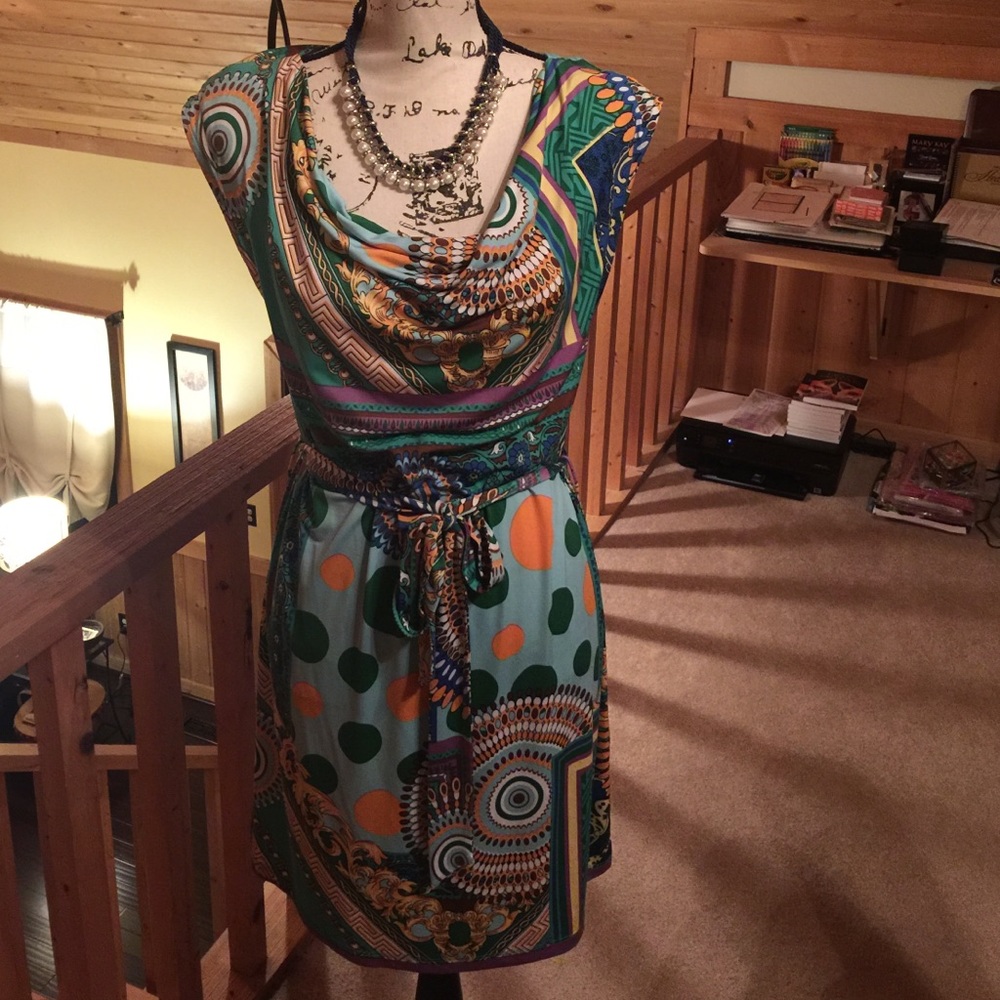 Shirt dress with tie belt size Small