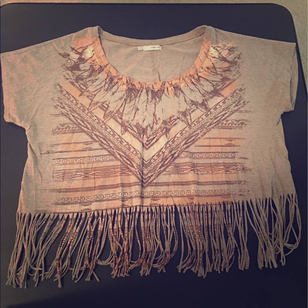 Midriff top with fringe