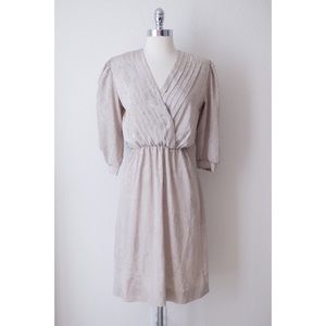 Vintage Beige 1980s Satin Brocade Career Dress Vintage Beige 1980s Satin Brocade Career Dress