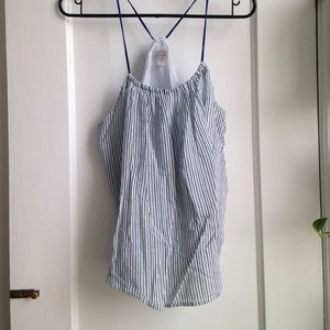 Black/blue/white striped tank top