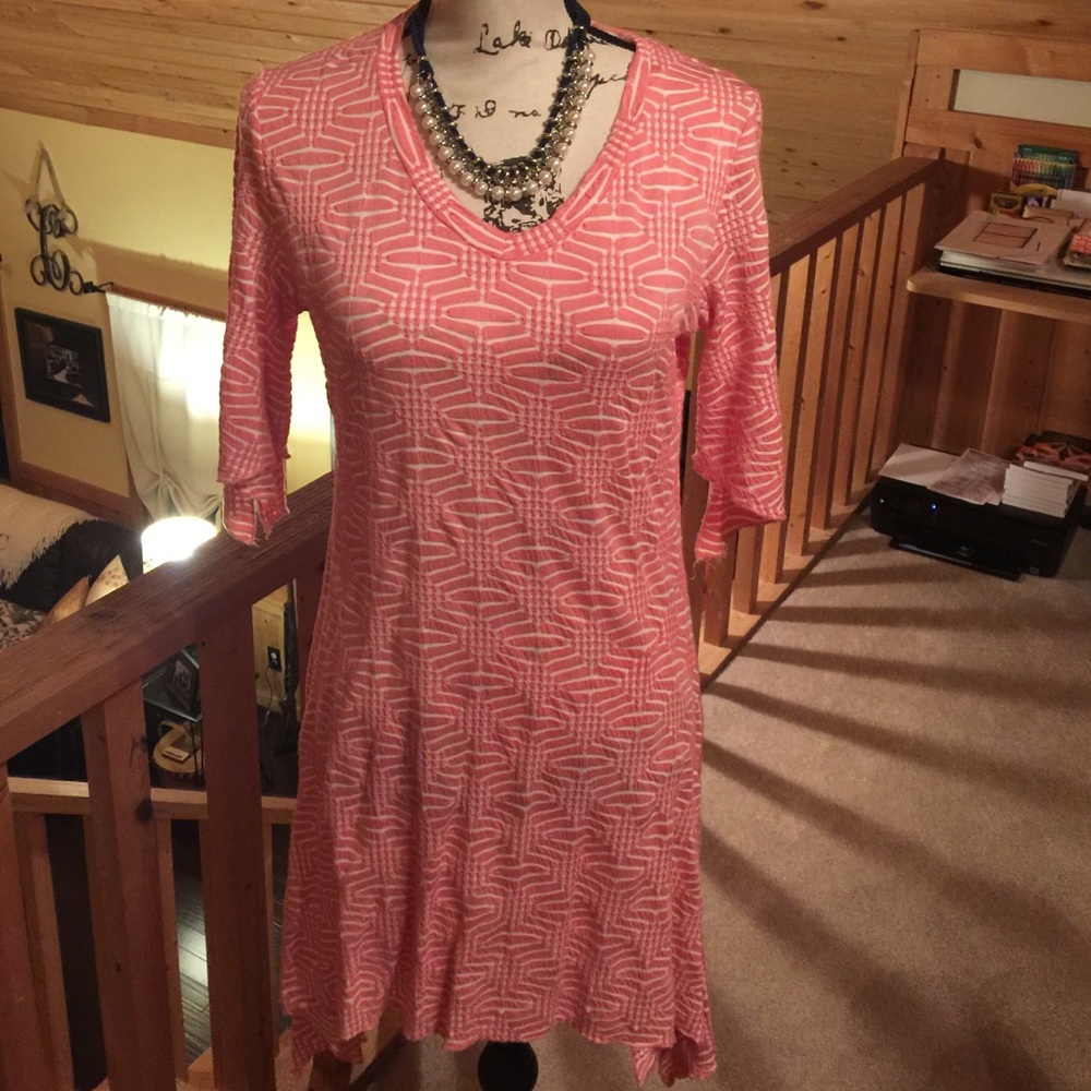 Tunic dress peach /white size SM