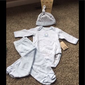 3pc onesie, pant, hat set