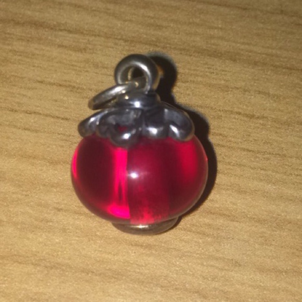 James Avery Heart Finial with Deep Red Charm