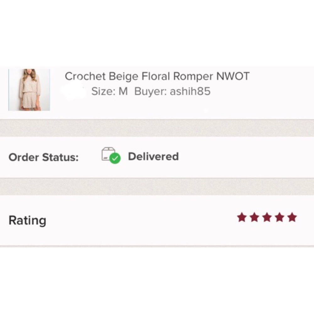 CLEARANCE 🎉HP🎉 5 ⭐️Crochet Beige Floral Romper - Picture 7 of 8