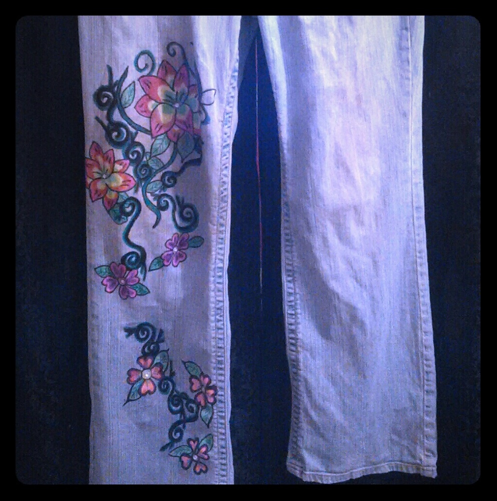 Custom handpainted ladies jeans