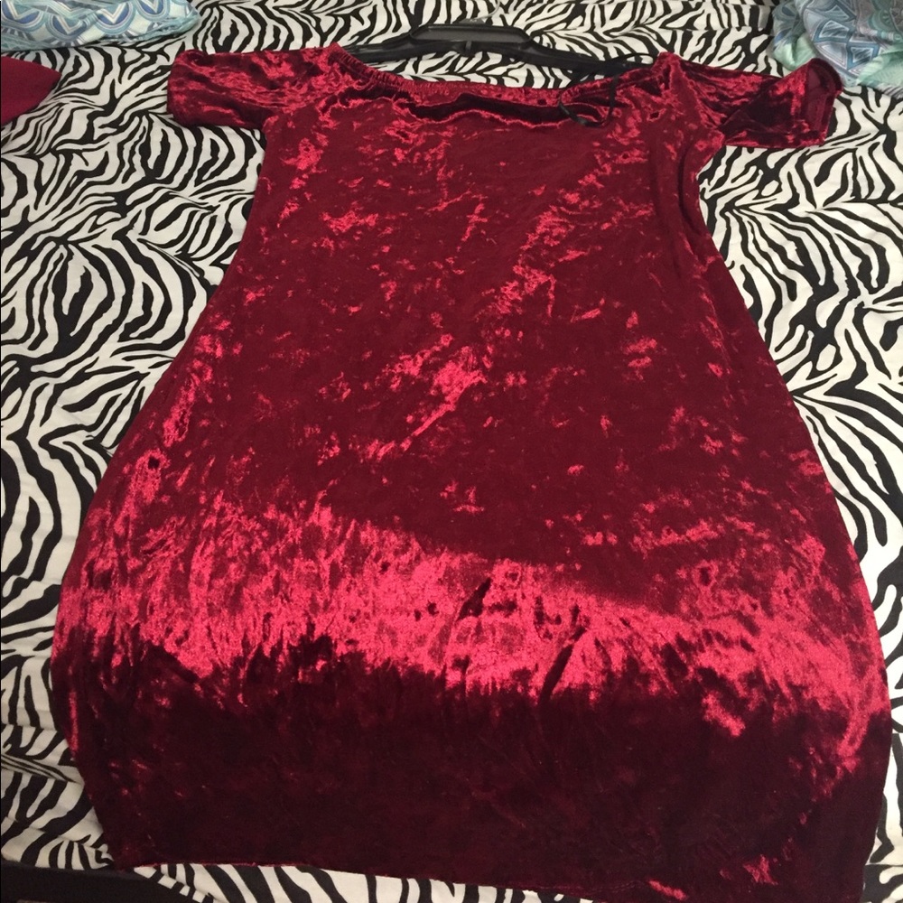 Red velvet bodycon dress