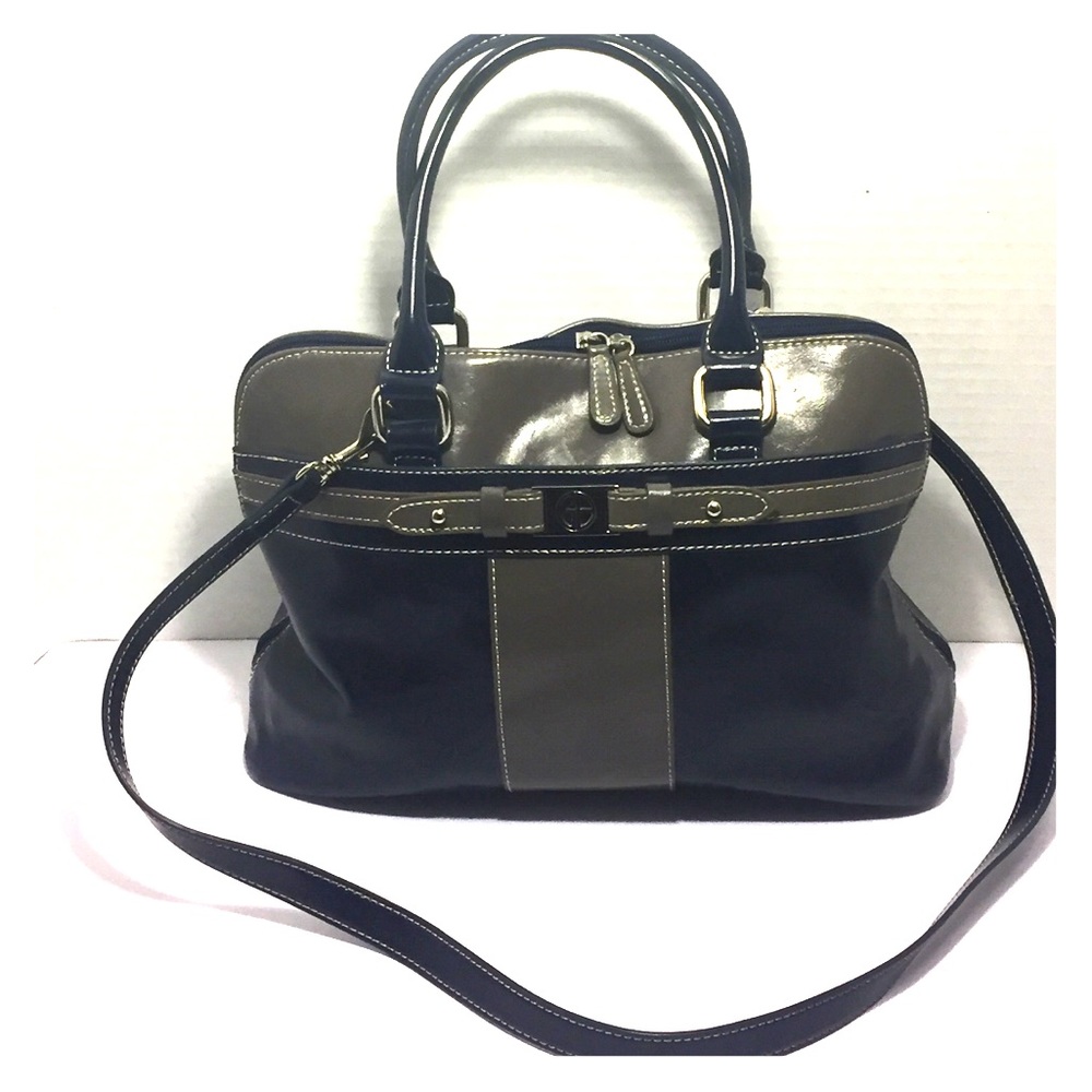 GIANIBERNINI navy and gray cross body bag.