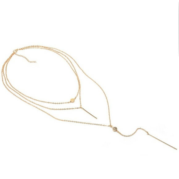 🌹Metal Bar Pendant 3 Layers Chain Necklace! - Picture 3 of 3