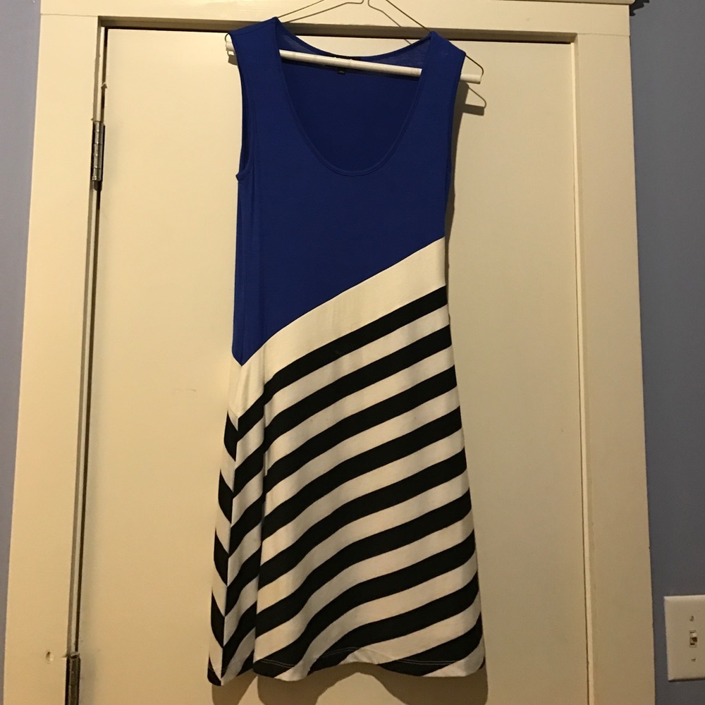 Blue and white spring dress