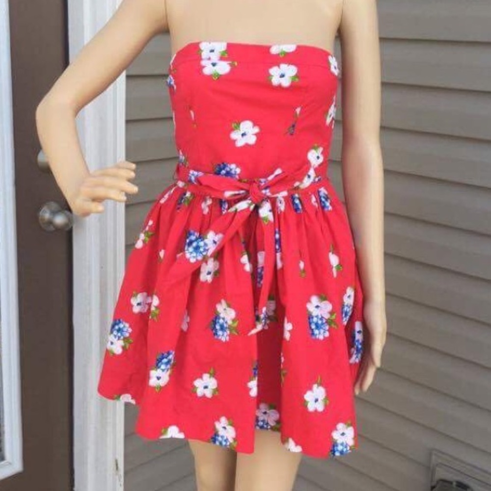 ABERCROMBIE & FITCH Red Floral Dress Size: M