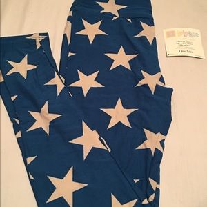 LuLaRoe Blue with White Stars OS leggings