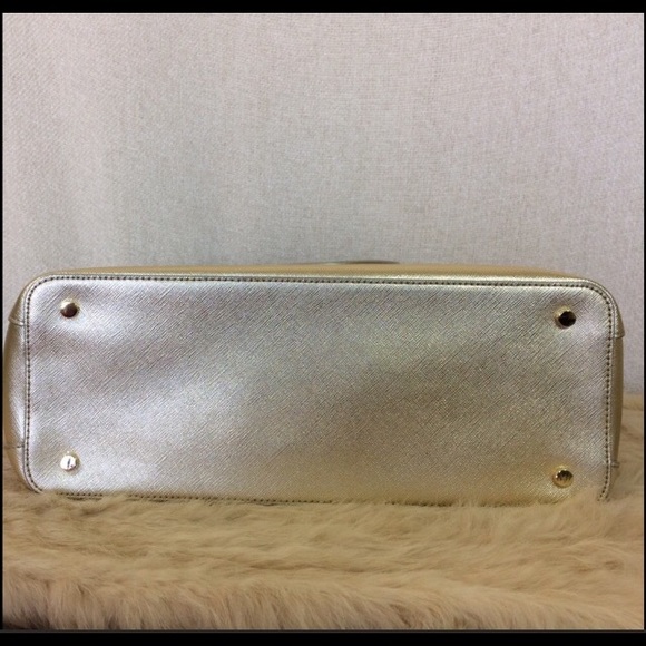 Tory Burch Gold Mini Robinson Double-Zip Satchel - Picture 5 of 8